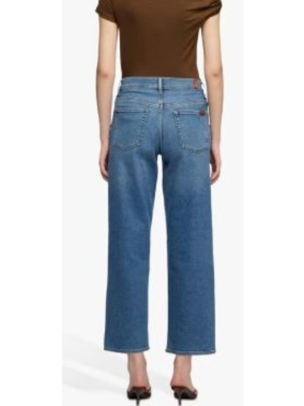 7 For All Man Kind Size 27 Stovepipe Straight Ankle Oceanstone NWT $228 Wide Leg - Picture 2 of 16